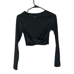 Victoria's Secret Sport Black Long Sleeve Athletic Cut Out Crop Top Women Sz XS